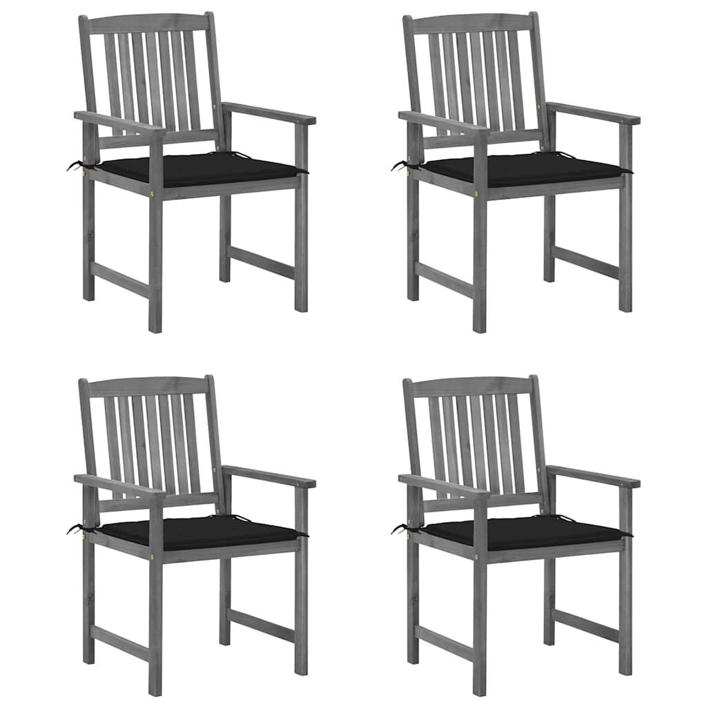 ComfortXL - Ensemble de 4 Chaises de Jardin Grises en Bois d'Acacia avec Coussins Noir – ComfortXL Outdoor Living - Image 1
