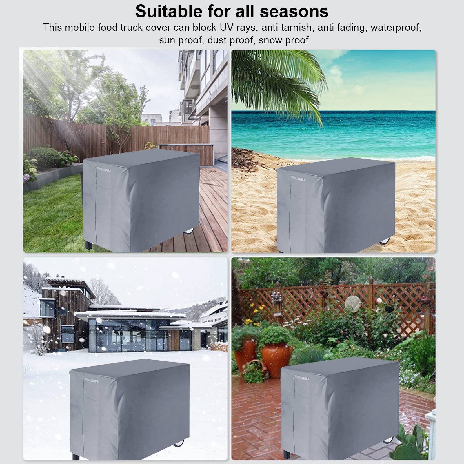 IntiMeg - Housse de protection solaire imperméable pour barbecue, en tissu Oxford 420D argenté, gris IntiMeg - Image 3