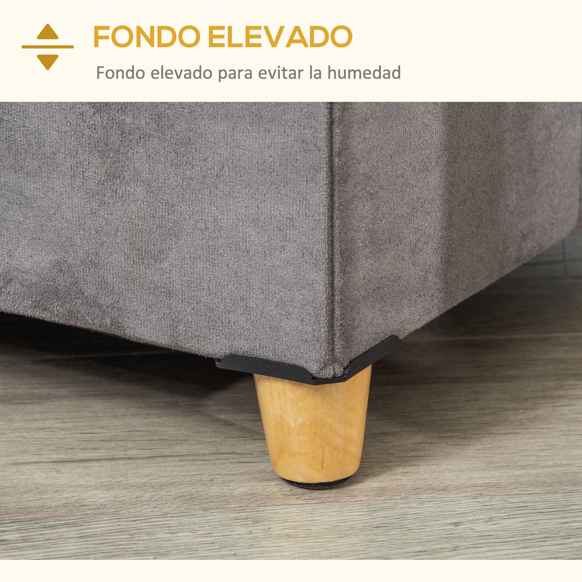 Pouf Niche pour Chat 2 en 1 en Tissu Gris Repose-pieds avec Coussin Lavable et Pieds en Bois - ComfortXL Outdoor Living - Image 8