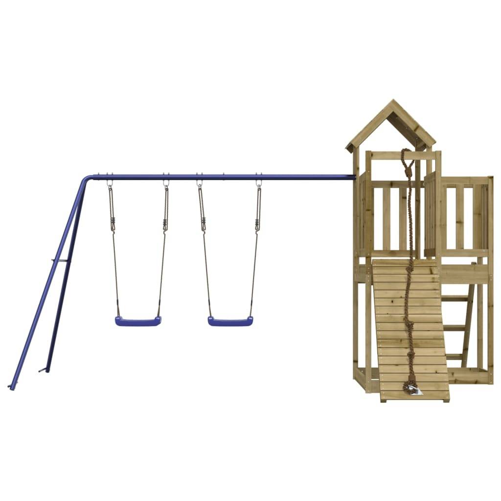 Helloshop26 - Aire de jeux d'extérieur balançoires toboggan portiques robuste jeux jardin 357 x 248 x 214 cm bois de pin imprégné - Image 3