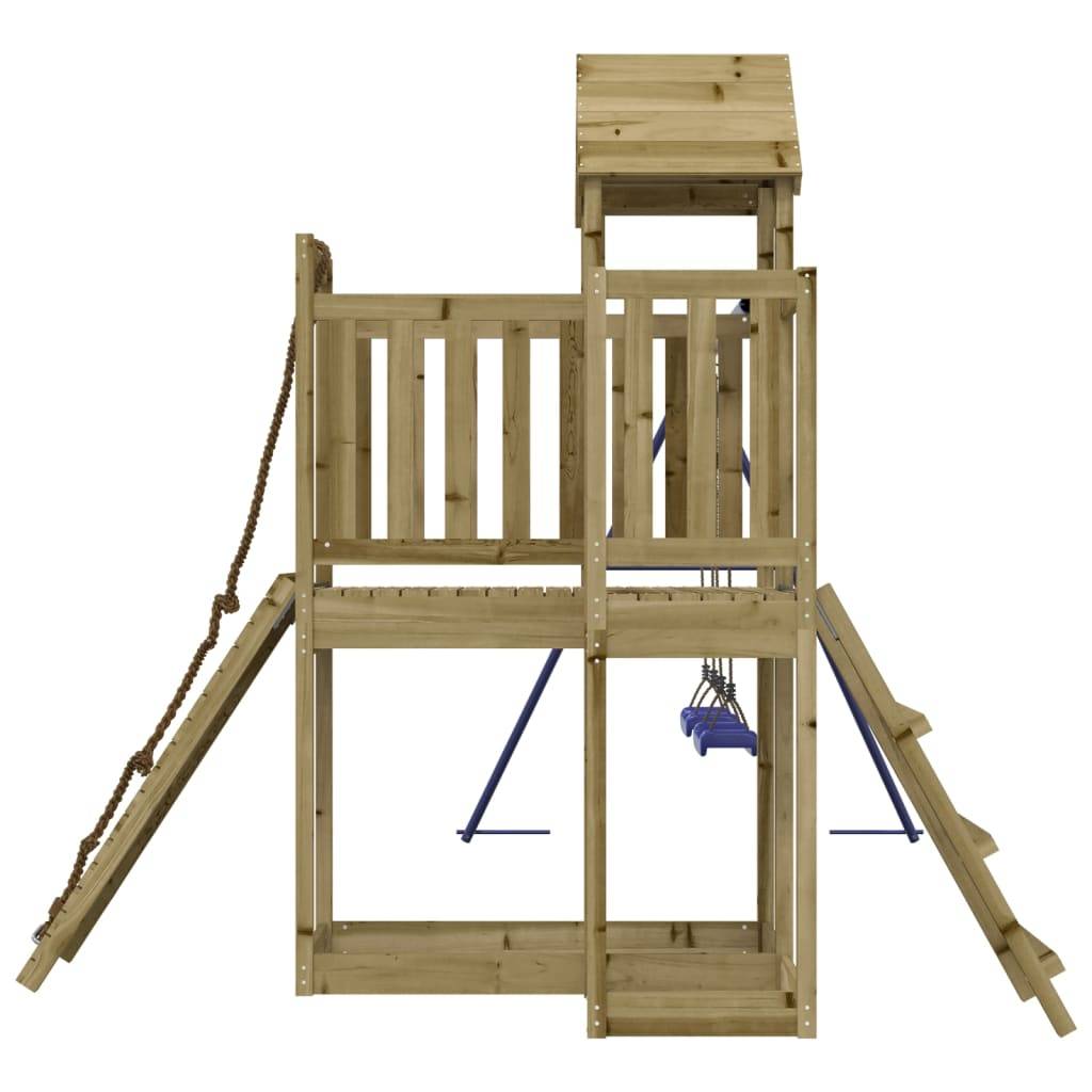 Helloshop26 - Aire de jeux d'extérieur balançoires toboggan portiques robuste jeux jardin 357 x 248 x 214 cm bois de pin imprégné - Image 4