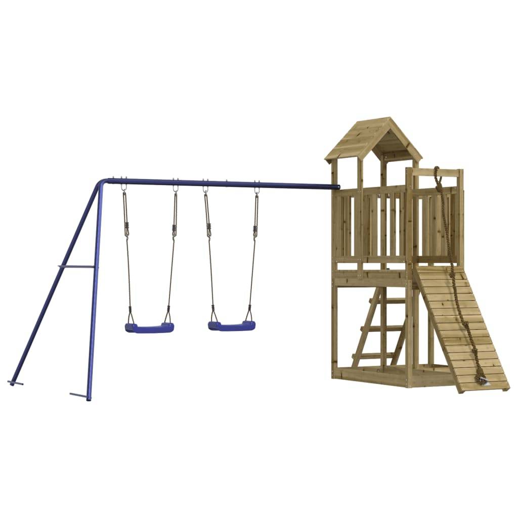 Helloshop26 - Aire de jeux d'extérieur balançoires toboggan portiques robuste jeux jardin 357 x 248 x 214 cm bois de pin imprégné - Image 2