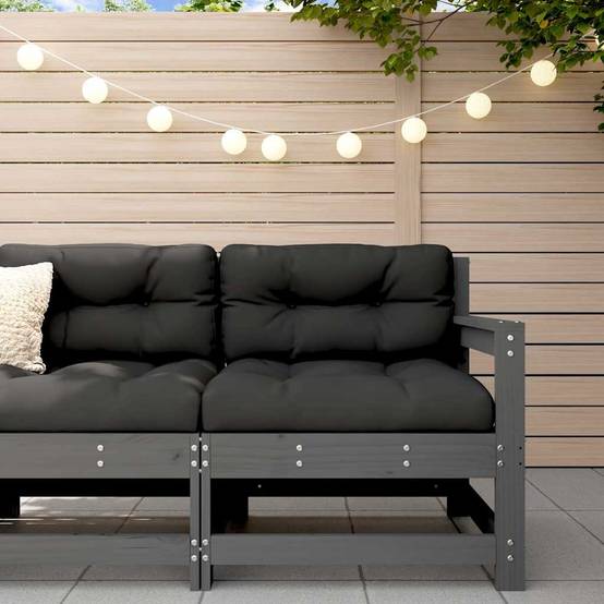 Vidaxl - Chaise de jardin avec coussins gris bois de pin massif vidaXL 825571 - Image 1