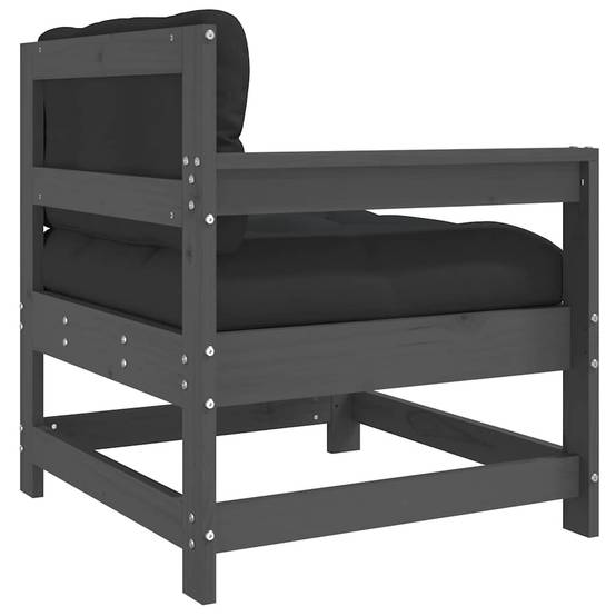 Vidaxl - Chaise de jardin avec coussins gris bois de pin massif vidaXL 825571 - Image 7
