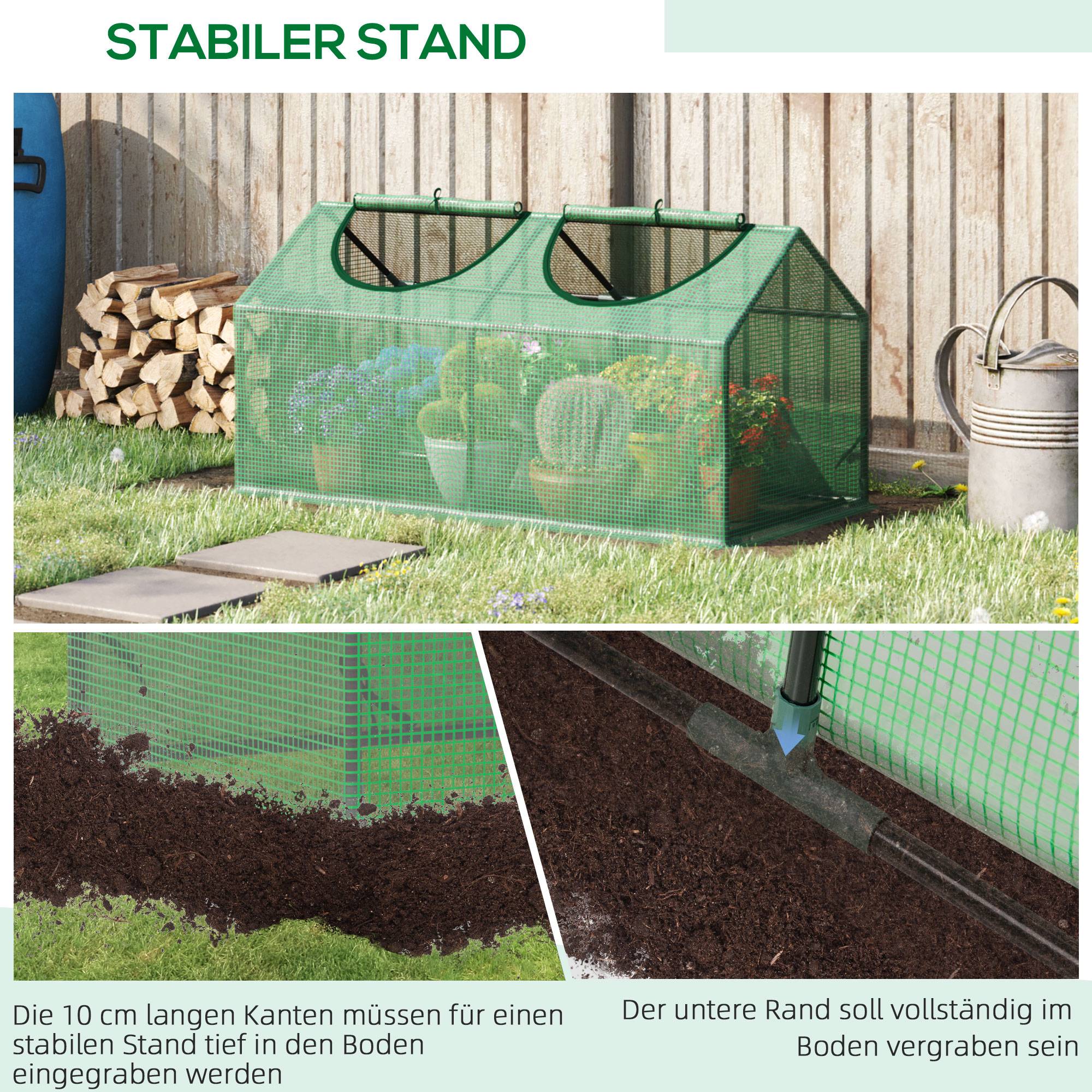 Serre de forçage acier PE plantes légumes protection hiver 120x60x60cm vert - ComfortXL Outdoor Living - Image 8