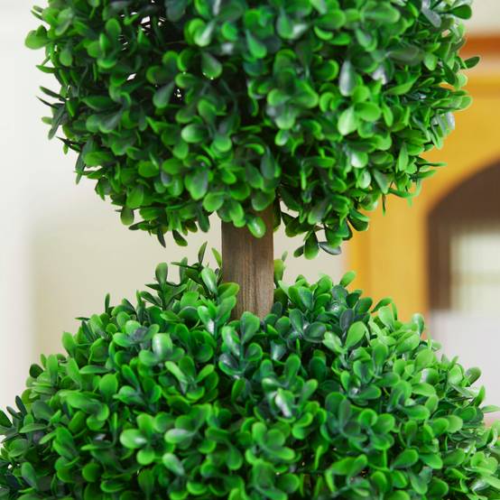 Lot de 2 buis artificiels double boules PE décoration bucolique 60cm vert - ComfortXL Outdoor Living - Image 10