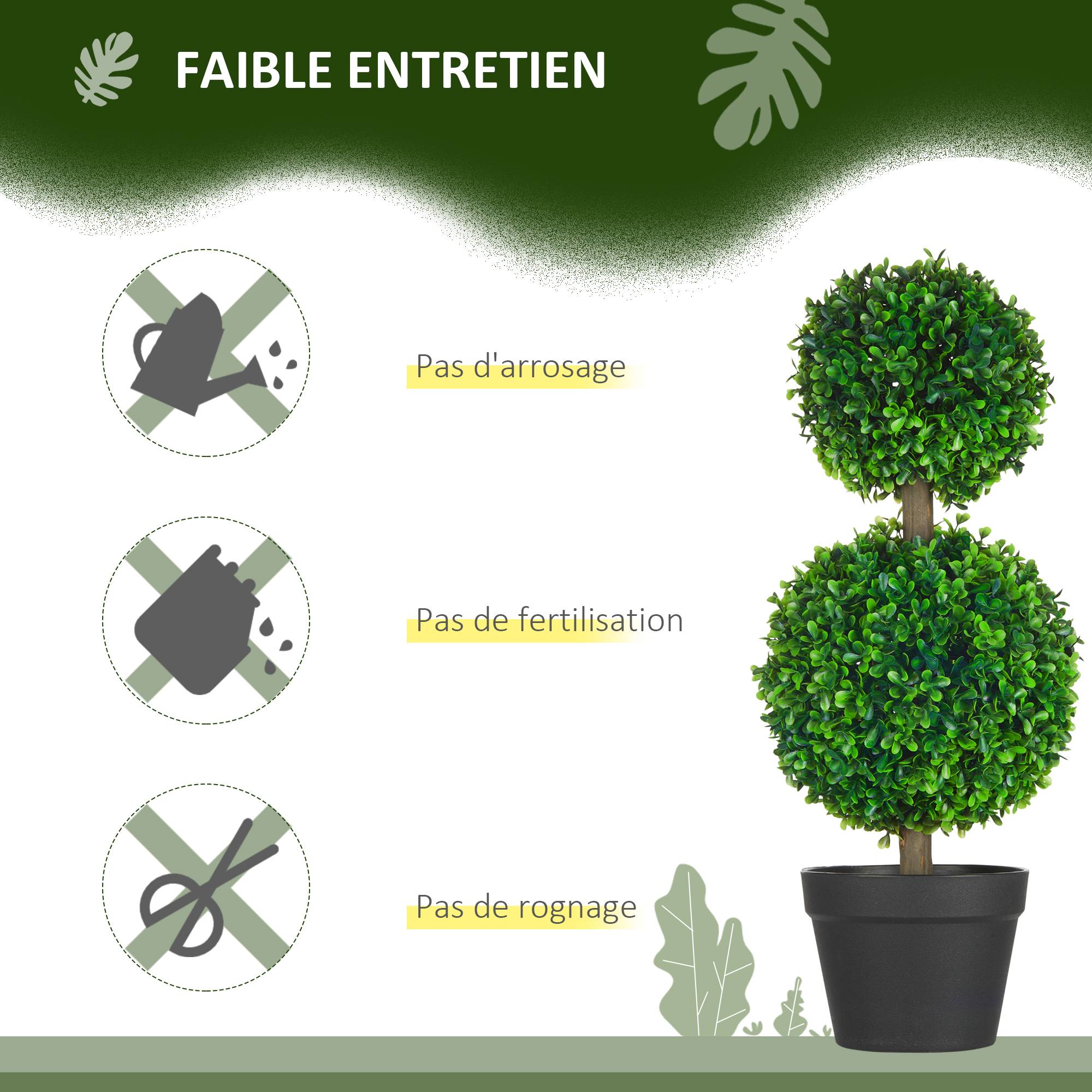 Lot de 2 buis artificiels double boules PE décoration bucolique 60cm vert - ComfortXL Outdoor Living - Image 8
