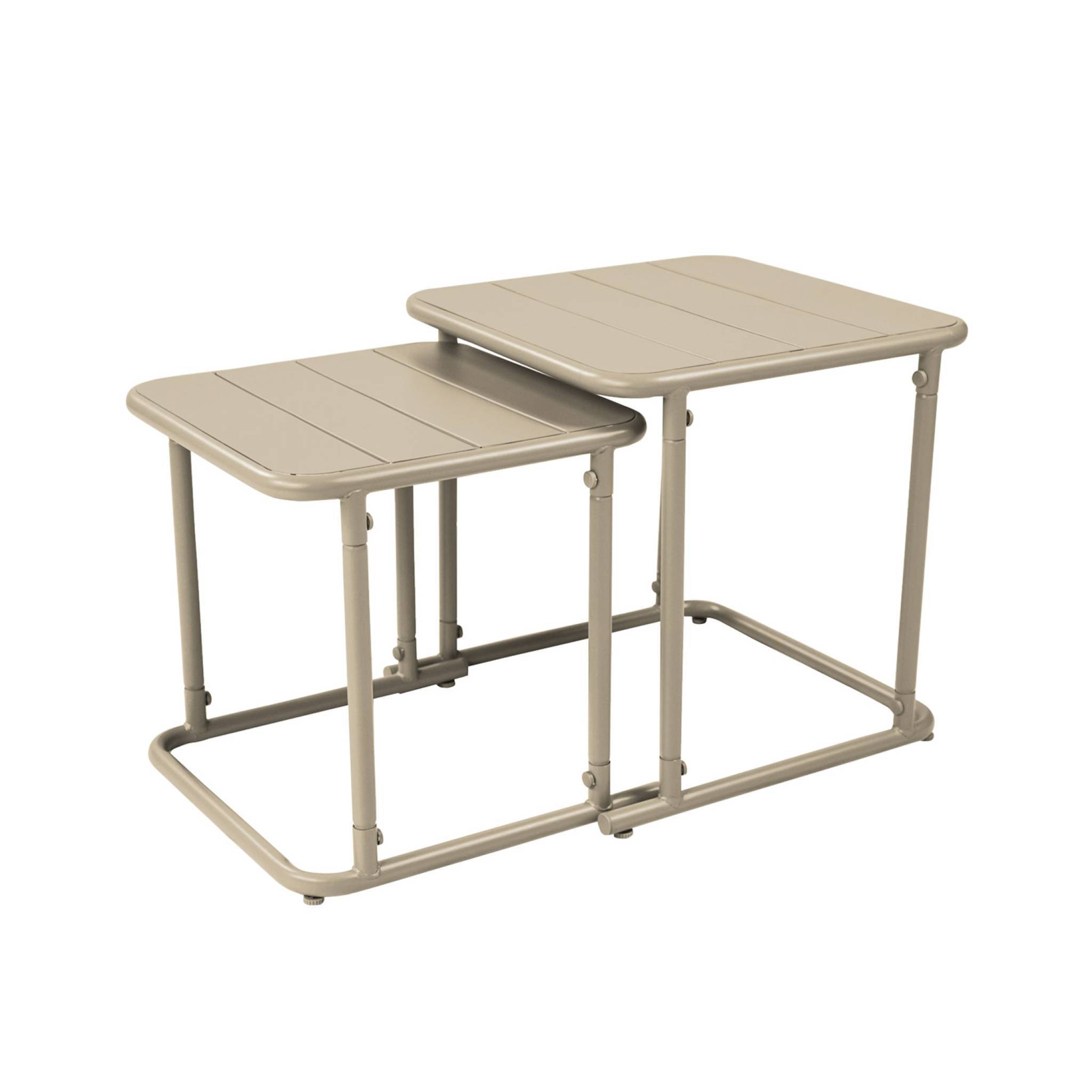 sweeek - Table gigogne extérieure carrée en acier 45cm beige - Amélia | sweeek - Image 2
