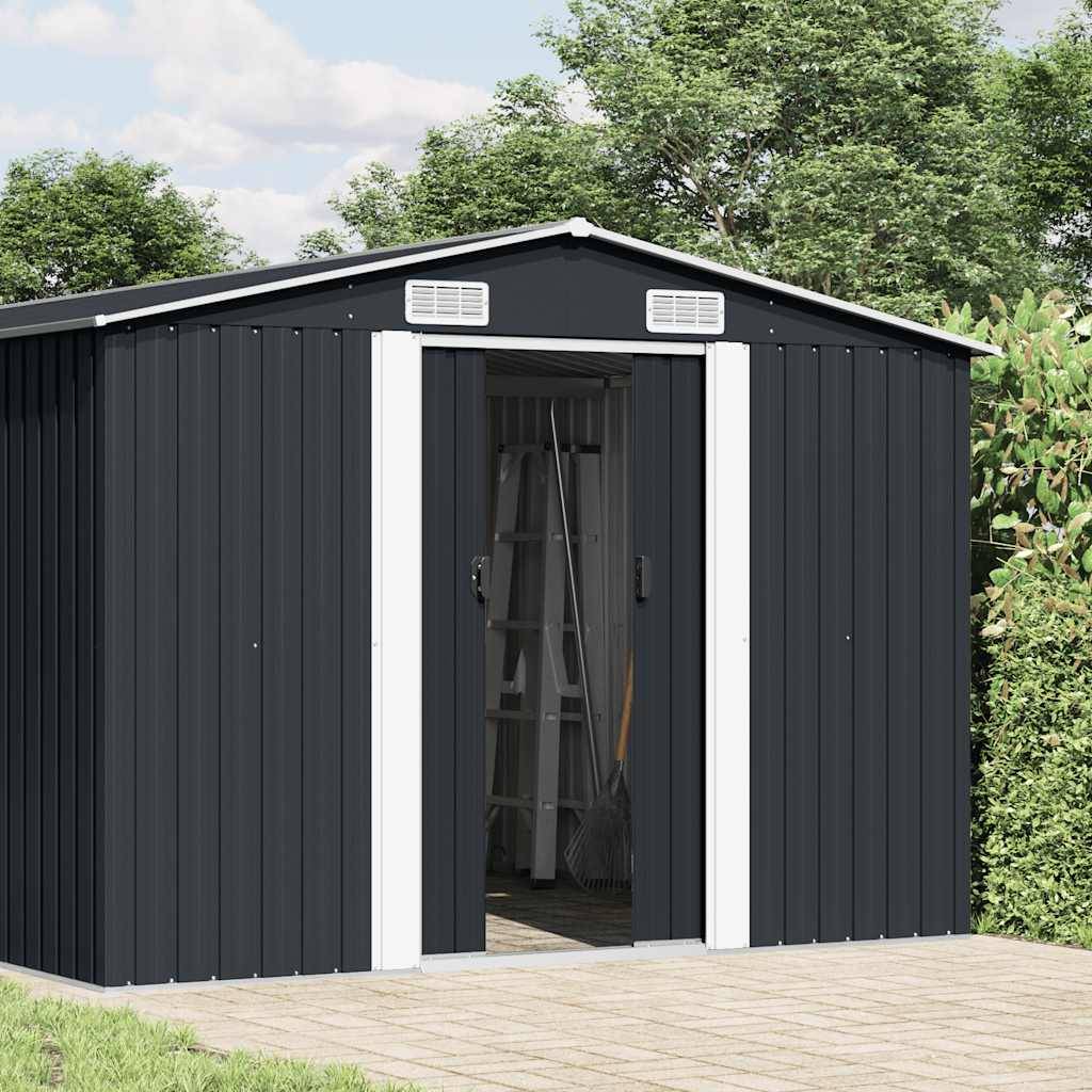 PANGIVO - Abri de jardin avec double porte coulissante - Acier galvanisé anthracite - 257x489x181 cm - Surface au sol 11,64m² - PANGIVO - Image 2
