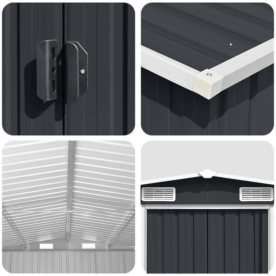 PANGIVO - Abri de jardin avec double porte coulissante - Acier galvanisé anthracite - 257x489x181 cm - Surface au sol 11,64m² - PANGIVO - Image 8