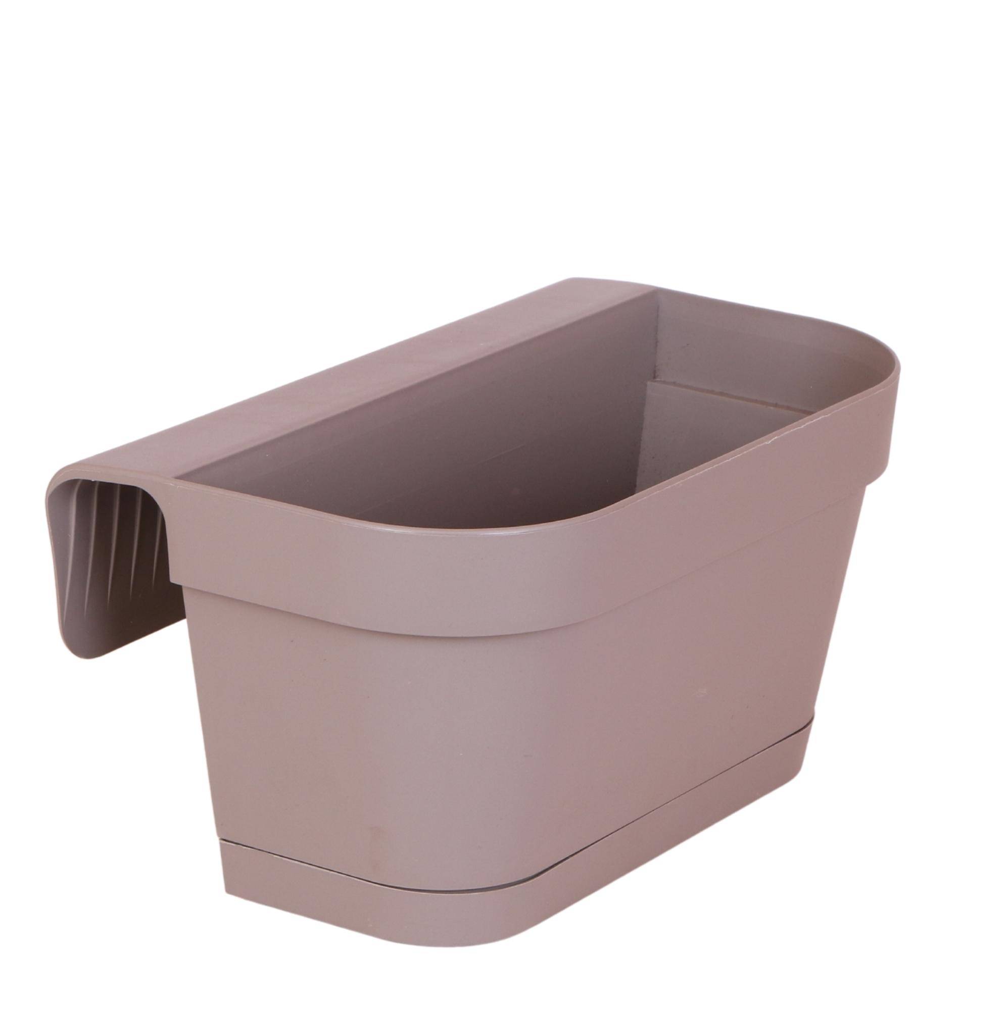 Jardinière de balcon en plastique taupe avec système de suspension - largeur 36 cm - Image 1