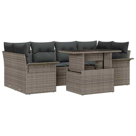 Salon de jardin 6 places en polyrotin Gris modulable avec table et coussins – ComfortXL Outdoor Living - Image 2