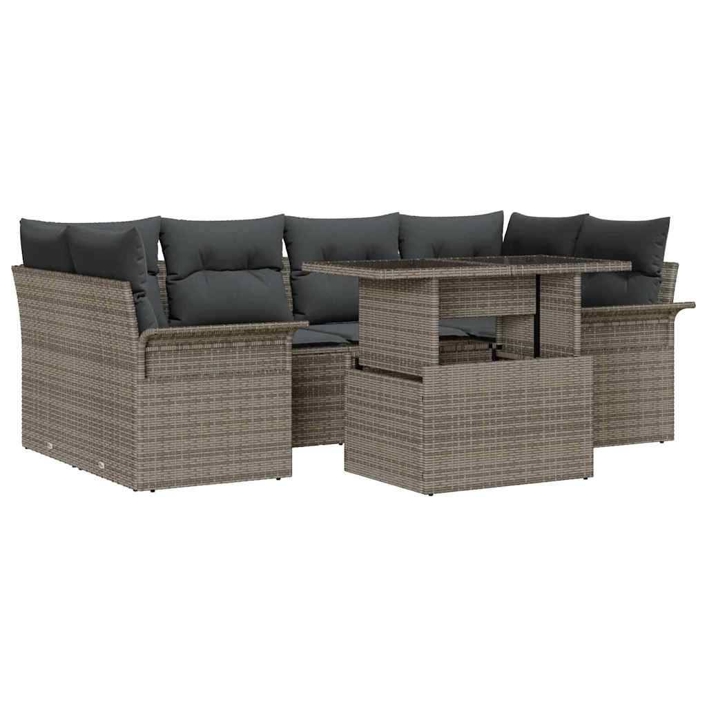 Salon de jardin 6 places en polyrotin Gris modulable avec table et coussins – ComfortXL Outdoor Living - Image 2