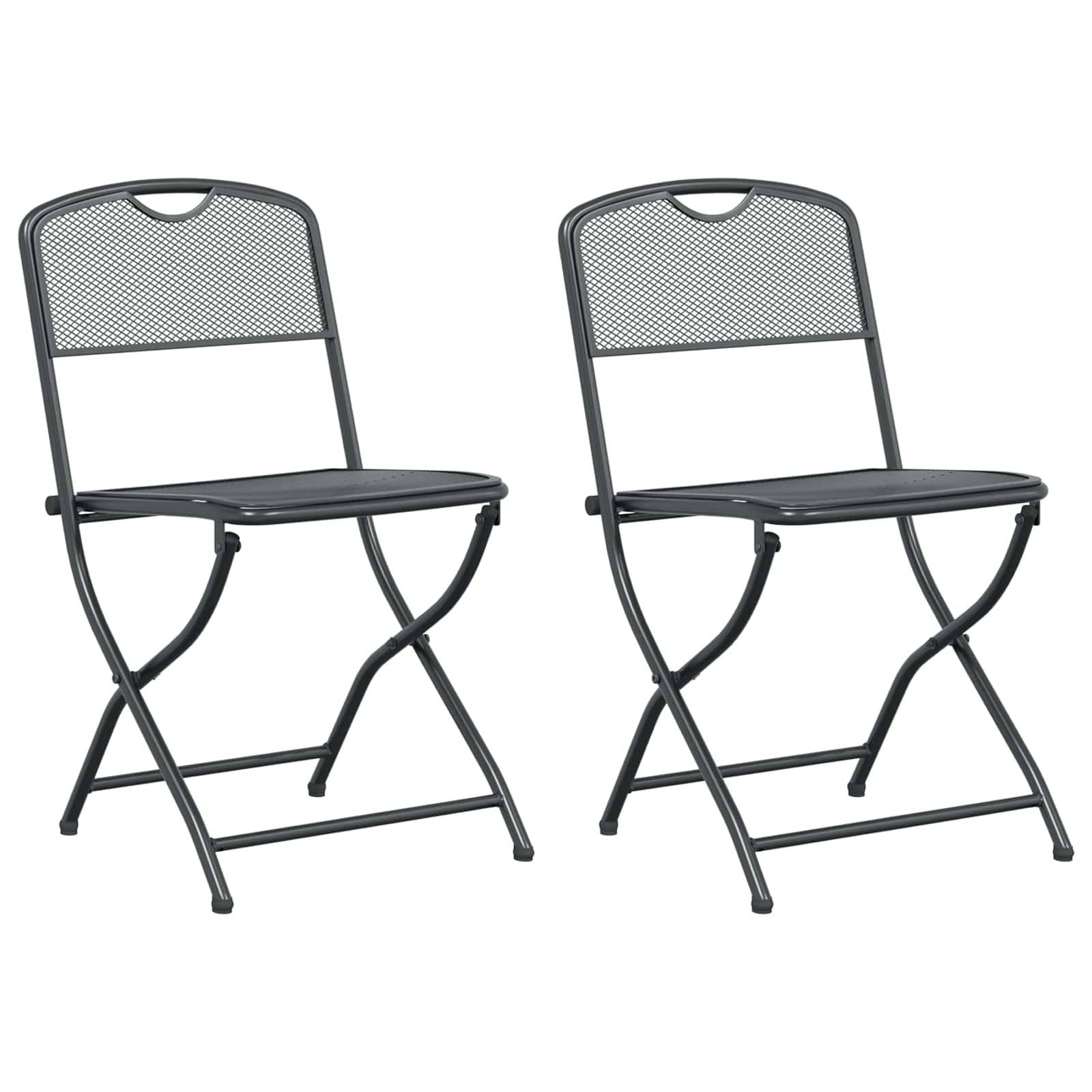 Chaises de jardin 2 pcs Fer Anthracite 52,5 x 46 x 82 cm - PANGIVO - Image 2