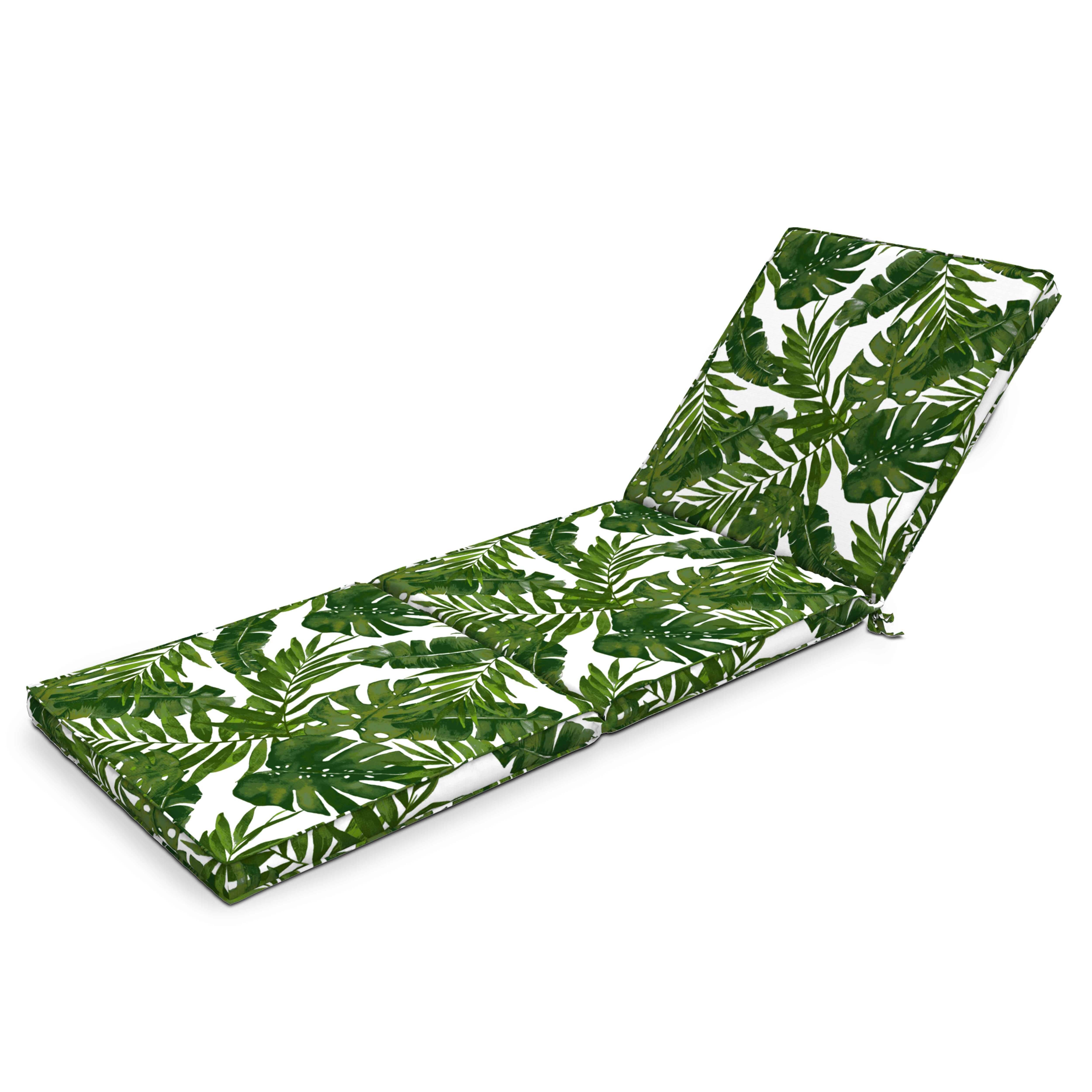 Oviala - Coussin bain de soleil polyester blanc et vert 186 x 60 x 5 cm Corboda - Oviala - Image 1