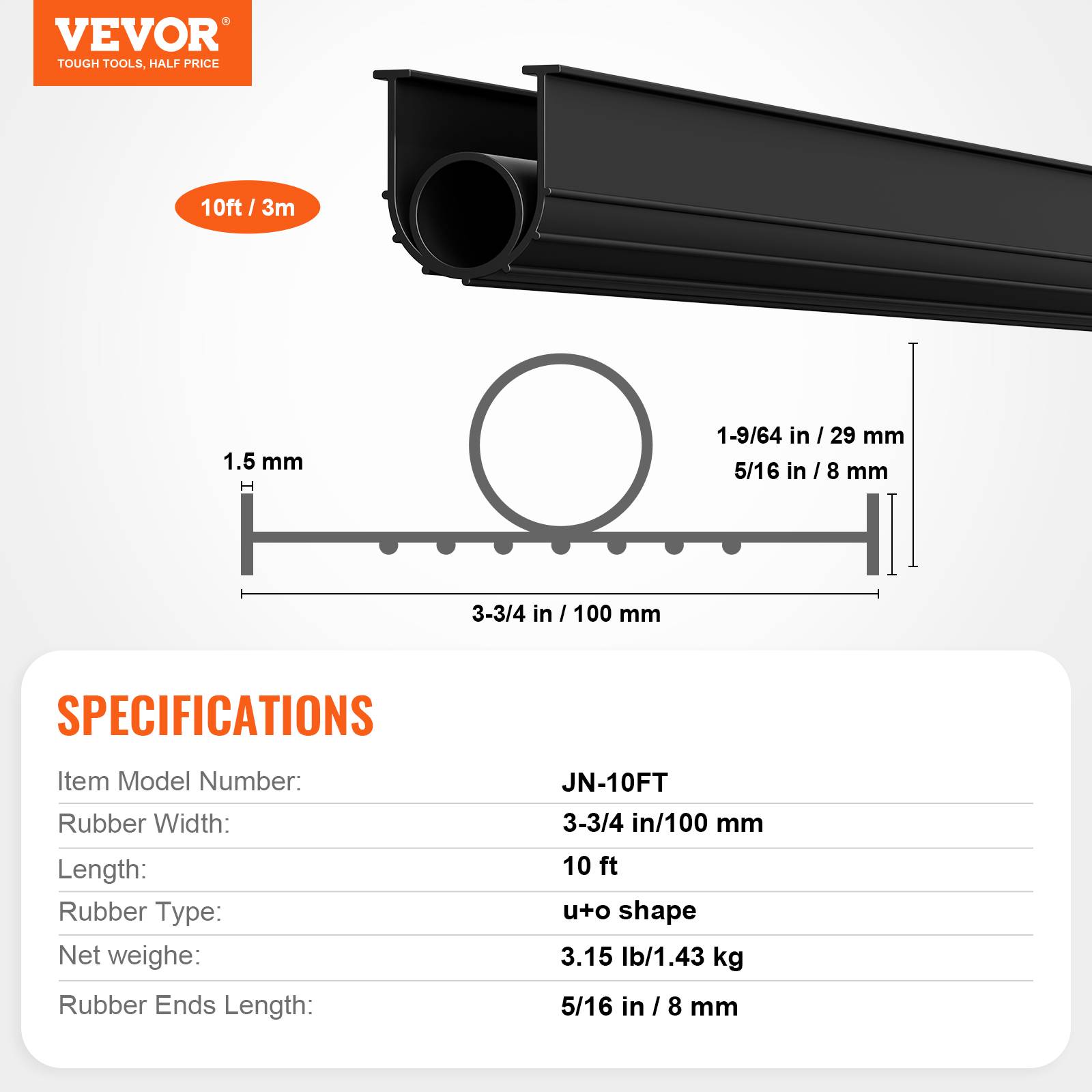 VEVOR Joint porte garage 3.05m, PVC épais, résistant intempéries, sectionnelle. - Image 7