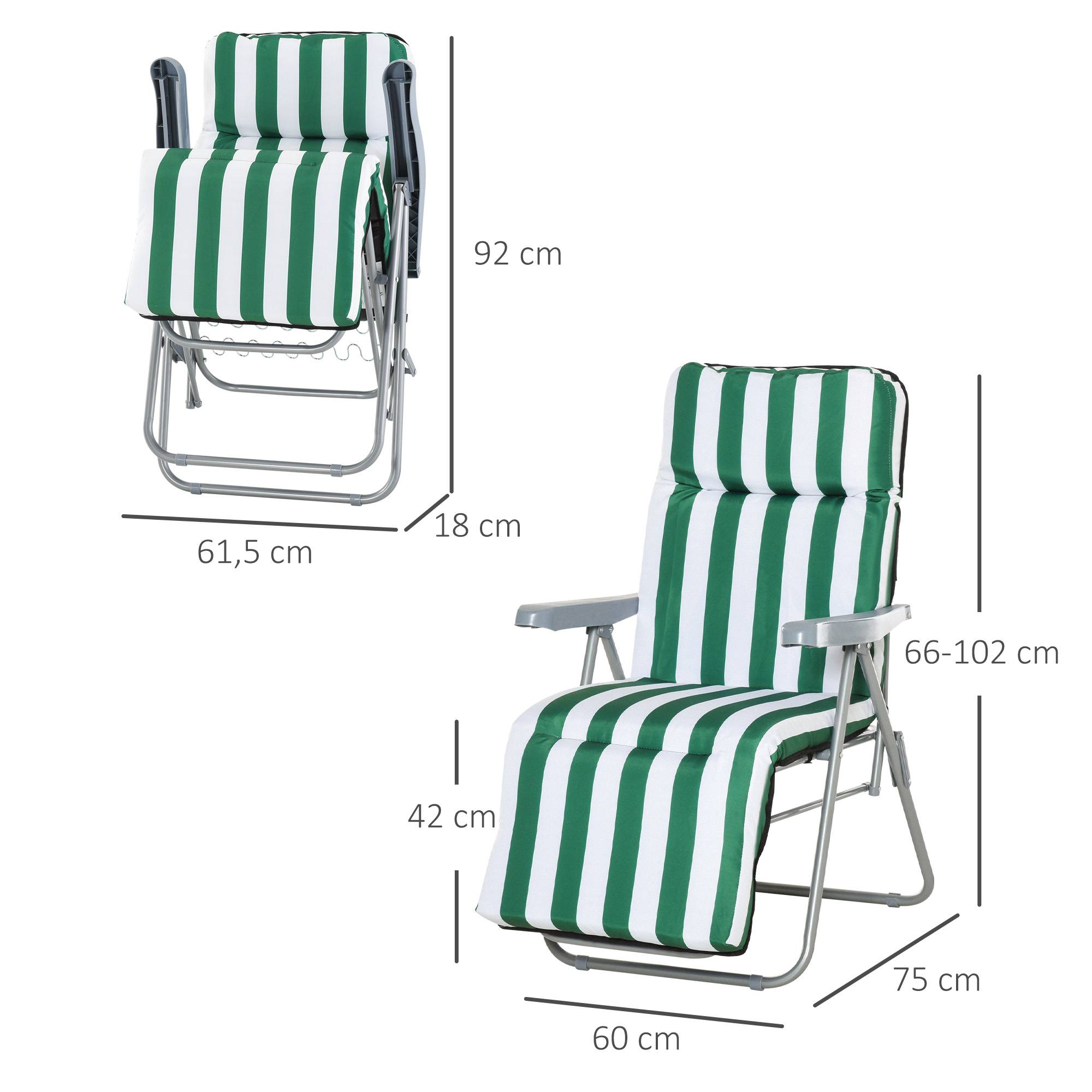 ComfortXL - Lot de 2 Bains de Soleil Acier Jardin Dossier Inclinable 60x75x102cm Vert - ComfortXL Outdoor Living - Image 5