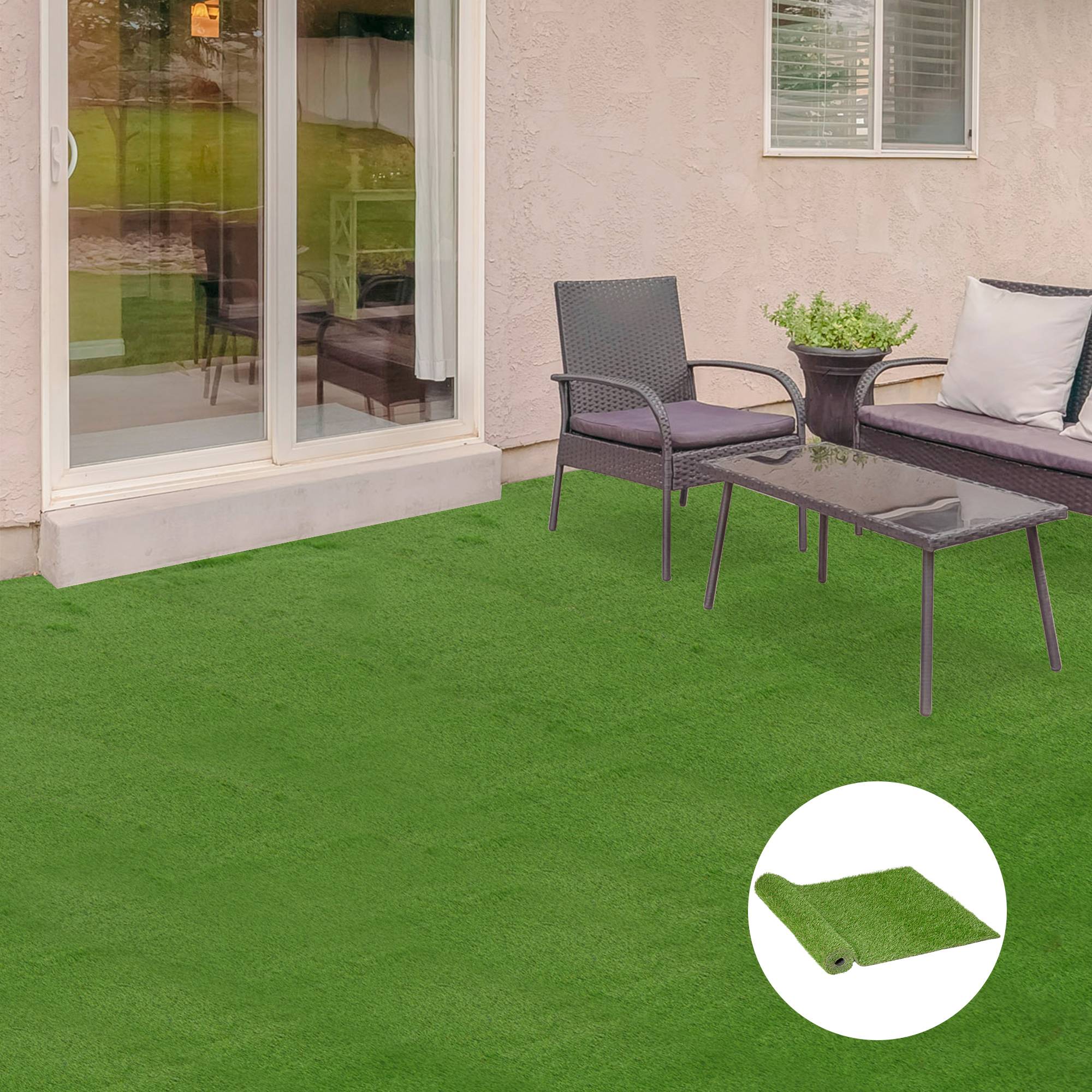 ComfortXL - Gazon synthétique en fibres souples 300 x 100 cm vert pour jardin terrasse drainage rapide - ComfortXL Outdoor Living - Image 3