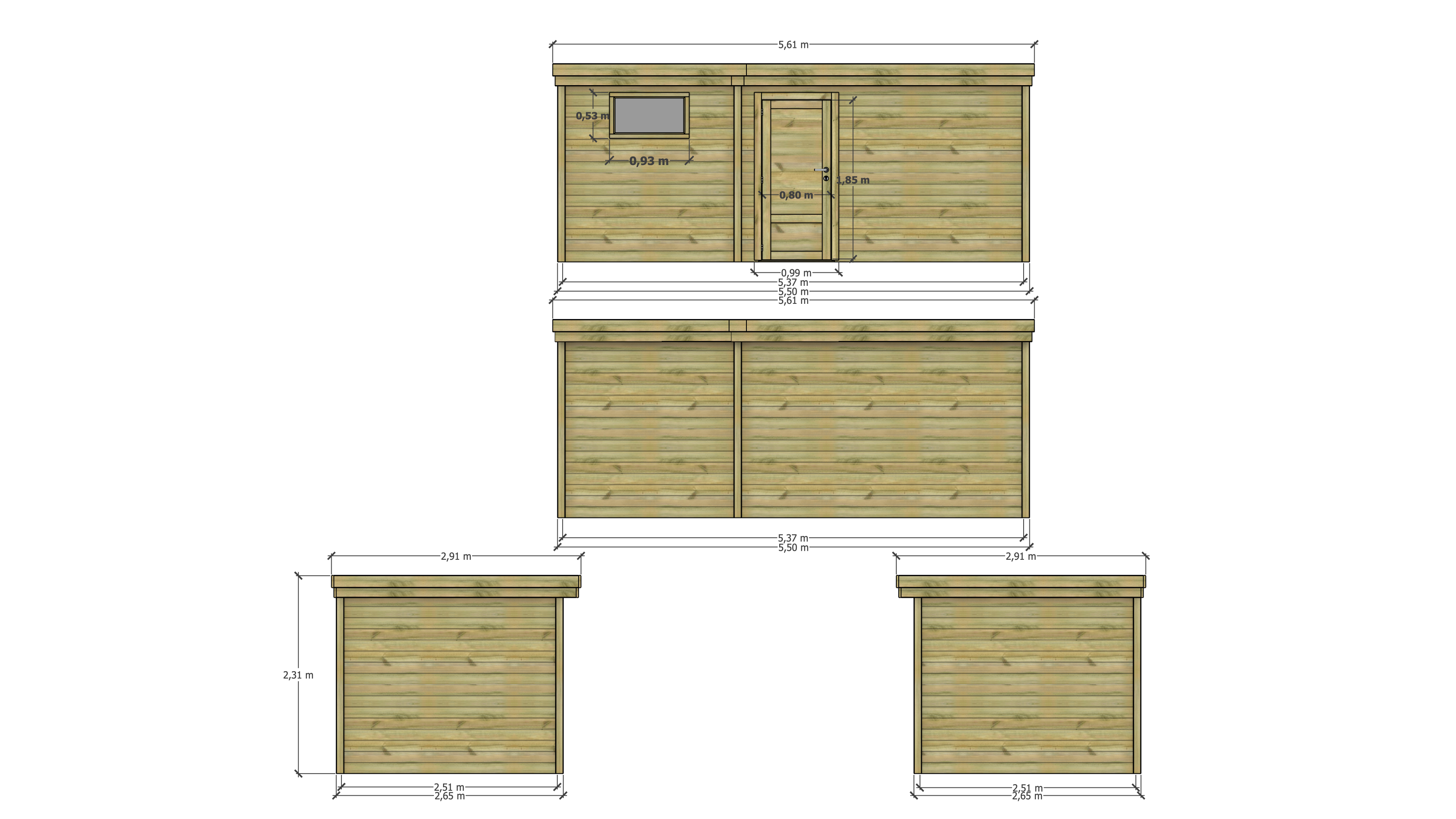 Abri Français - ABRI DE JARDIN bois Pin traité autoclave 27mm - 5,495x2,64m / 15m2 - Bac acier - Abri Français - Image 4