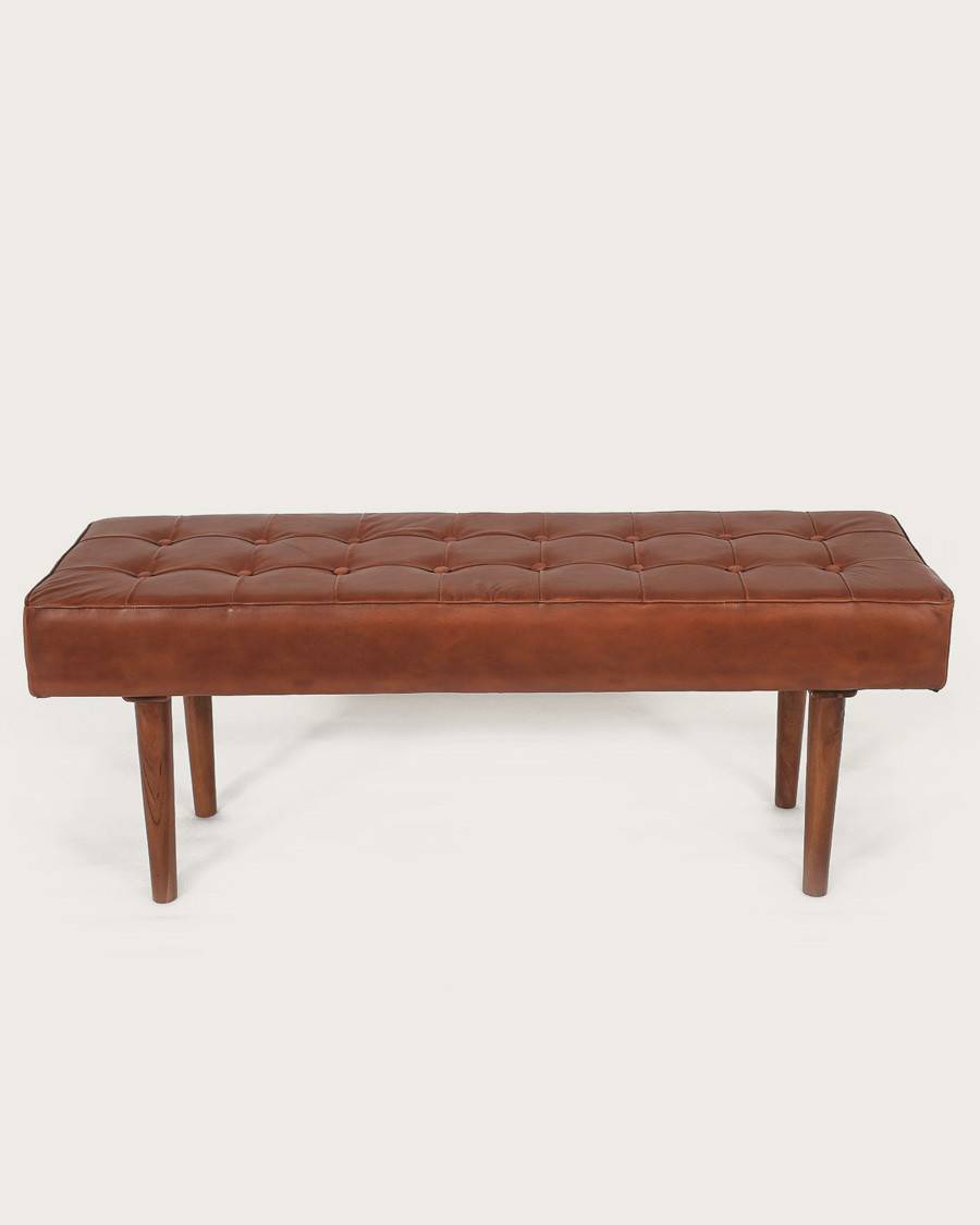 Khalari - Banc en cuir marron capitonné - UNIQKA - Image 6