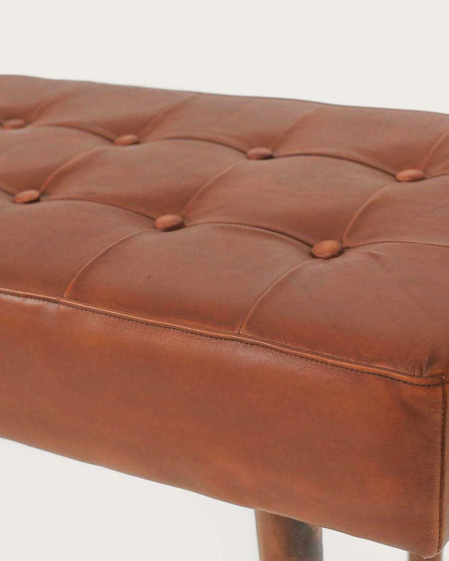 Khalari - Banc en cuir marron capitonné - UNIQKA - Image 7