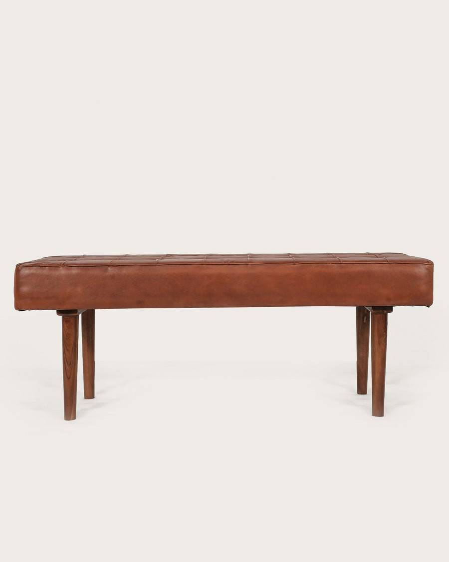 Khalari - Banc en cuir marron capitonné - UNIQKA - Image 4