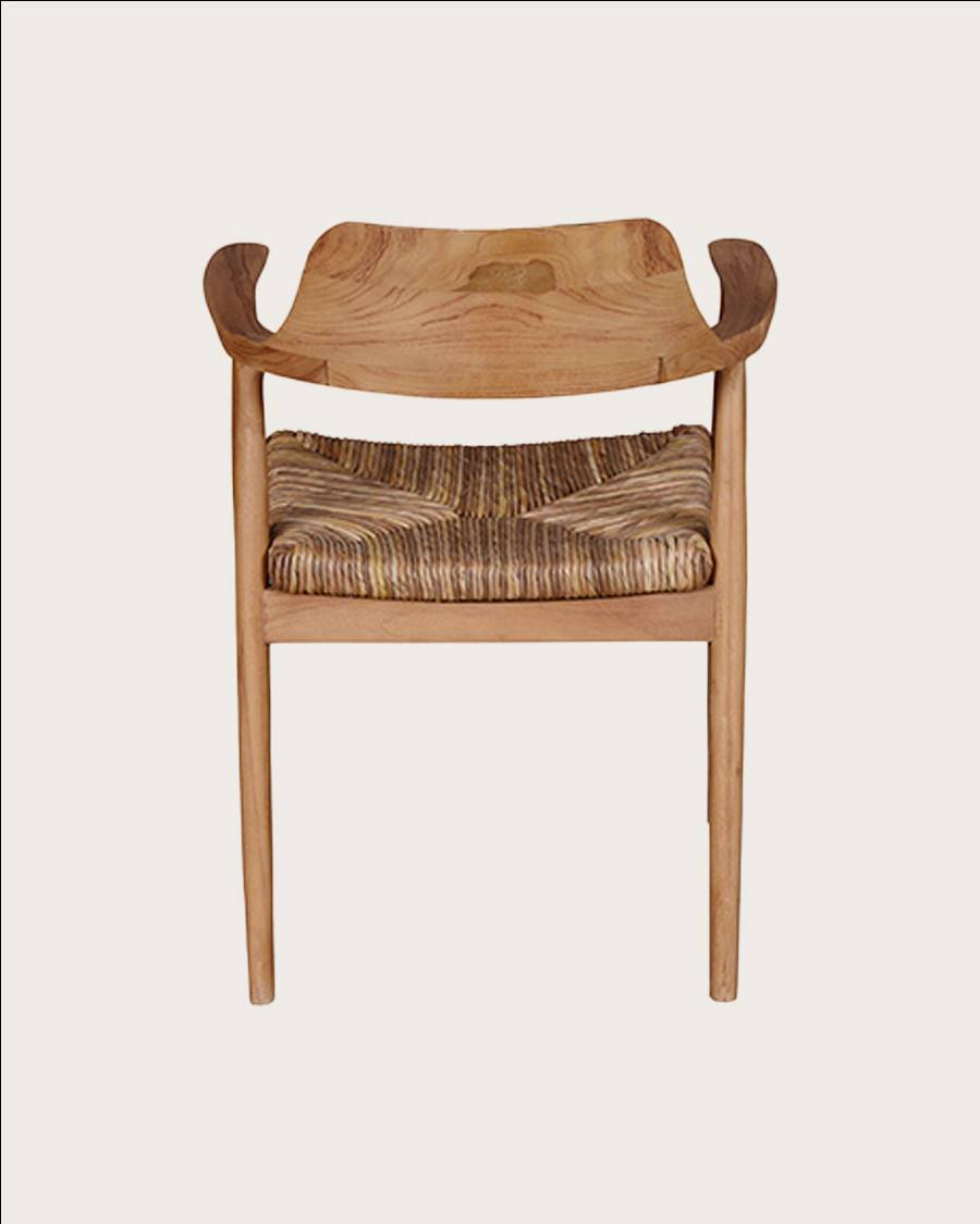 Zaha - Lot de 2 chaises en teck massif et paille - UNIQKA - Image 7