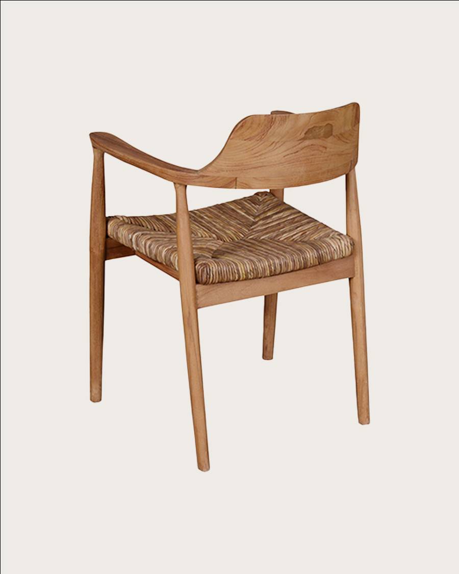 Zaha - Lot de 2 chaises en teck massif et paille - UNIQKA - Image 6