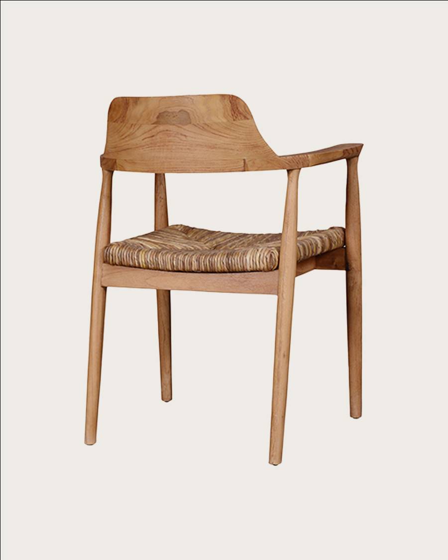 Zaha - Lot de 2 chaises en teck massif et paille - UNIQKA - Image 8