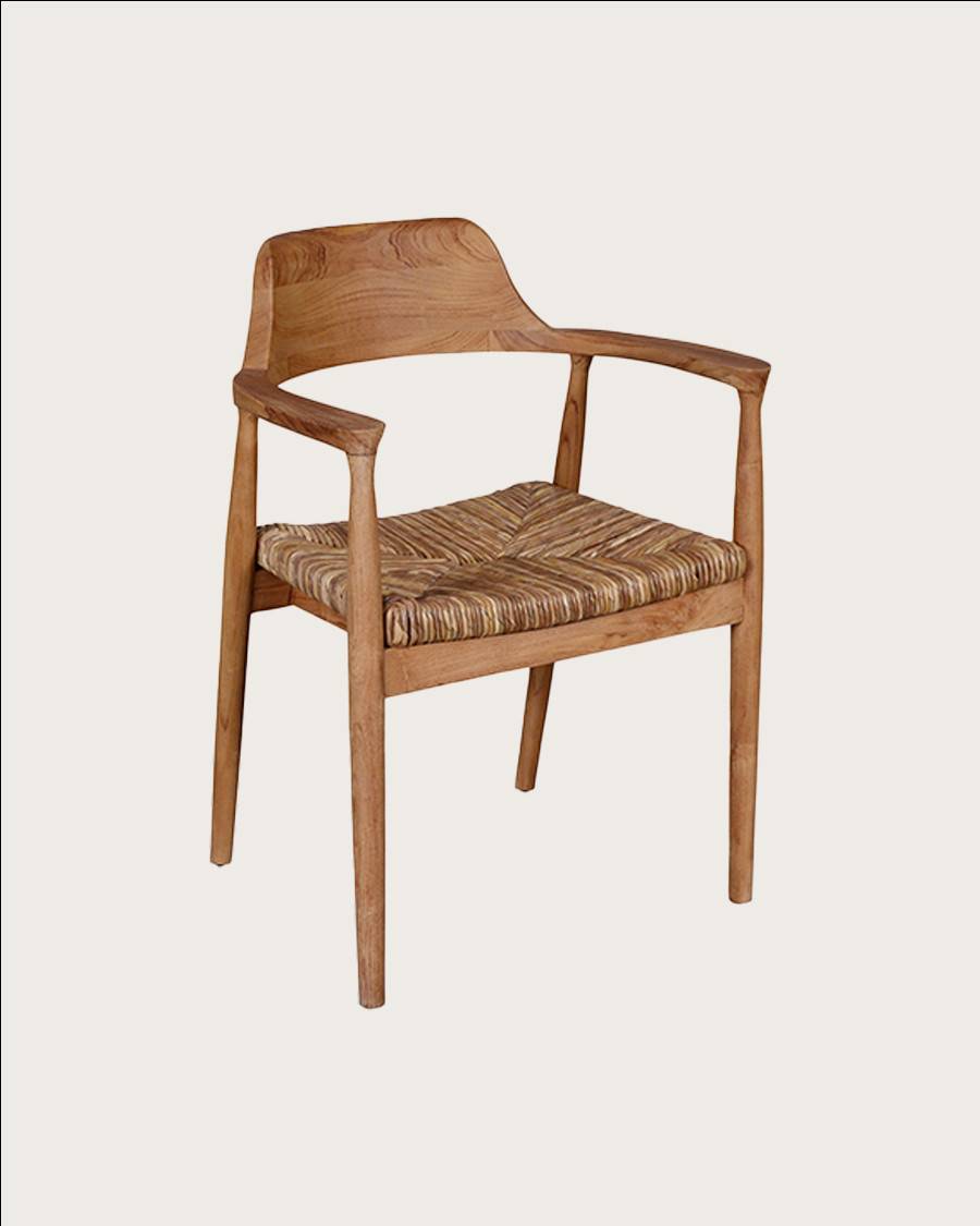 Zaha - Lot de 2 chaises en teck massif et paille - UNIQKA - Image 1