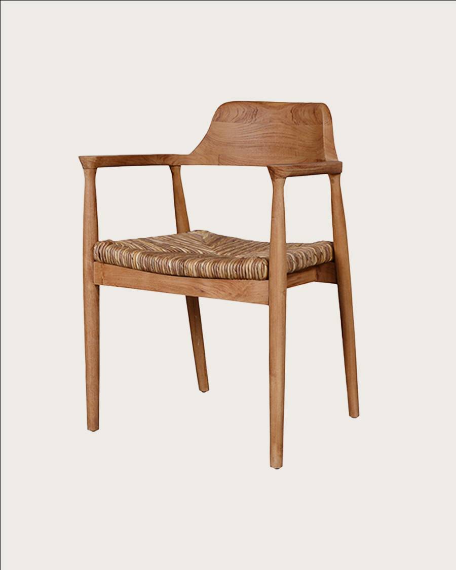Zaha - Lot de 2 chaises en teck massif et paille - UNIQKA - Image 4