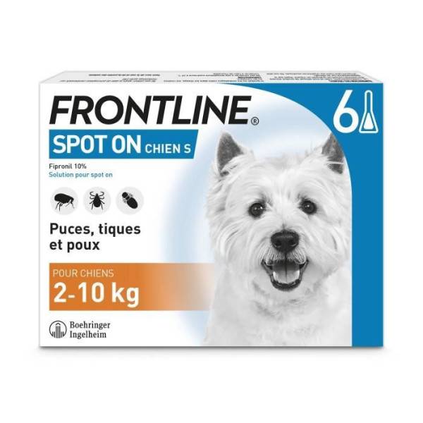 Frontline - FRONTLINE 6 pipettes Spot On Chien S - 2 a 10 kg - Puces tiques et poux - Image 1