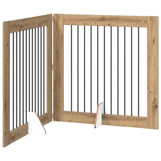 ComfortXL - Barrière chien bois ingénierie intérieur protection pliable chêne artisanal 200x100cm - ComfortXL Outdoor Living - Image 2