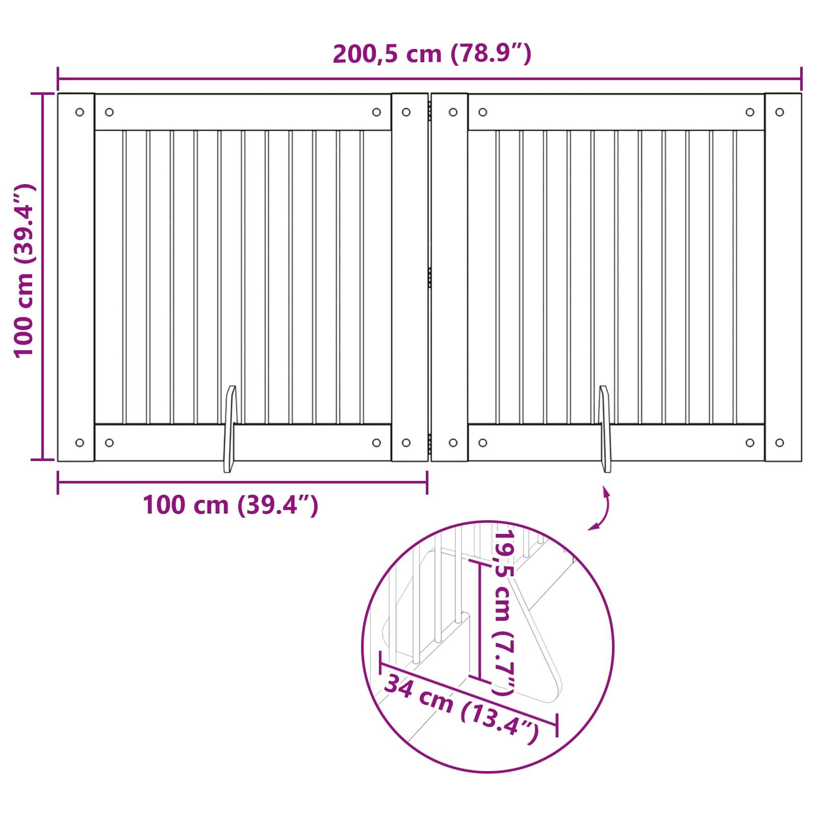 ComfortXL - Barrière chien bois ingénierie intérieur protection pliable chêne artisanal 200x100cm - ComfortXL Outdoor Living - Image 8