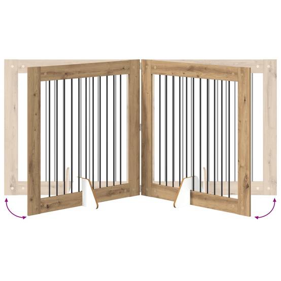 ComfortXL - Barrière chien bois ingénierie intérieur protection pliable chêne artisanal 200x100cm - ComfortXL Outdoor Living - Image 7