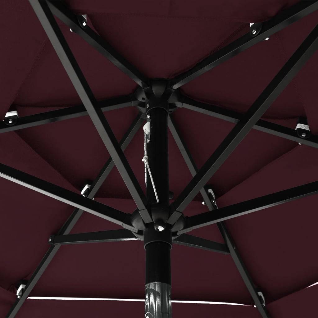 Helloshop26 - Parasol à 3 niveaux avec mât en aluminium 2 m bordeaux - Image 5