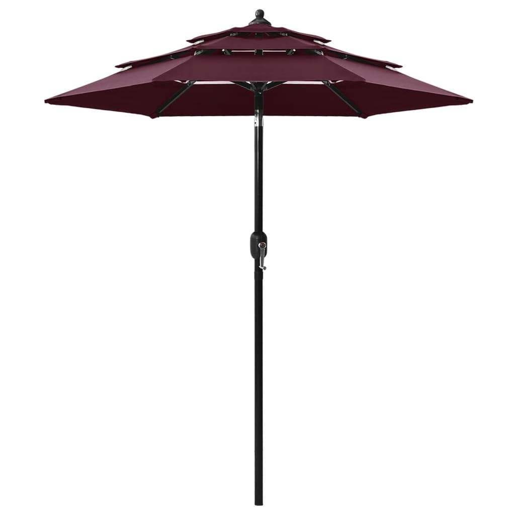 Helloshop26 - Parasol à 3 niveaux avec mât en aluminium 2 m bordeaux - Image 1