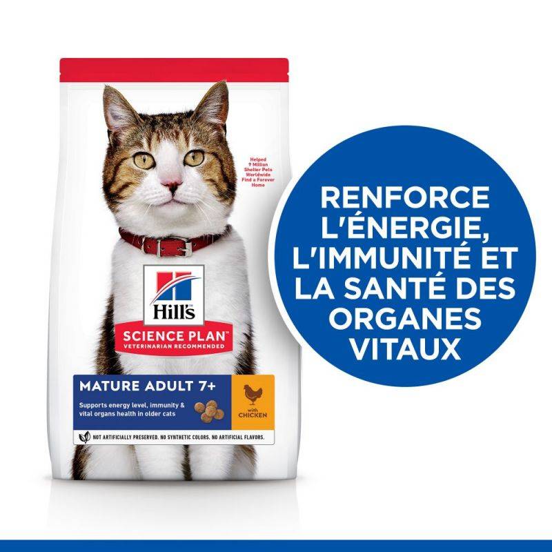 CROQUETTES CHAT SCIENCE PLAN ADULT MATURE 7+ POULET - HILL'S 10 kg - Image 2