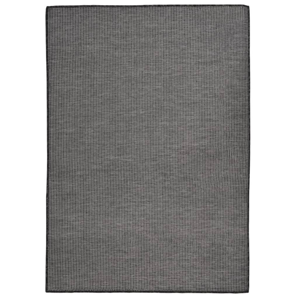 Tapis de Jardin à Tissage Plat en PP Résistant aux Intempéries pour Terrasse Gris 140x200 cm – ComfortXL Outdoor Living - Image 1