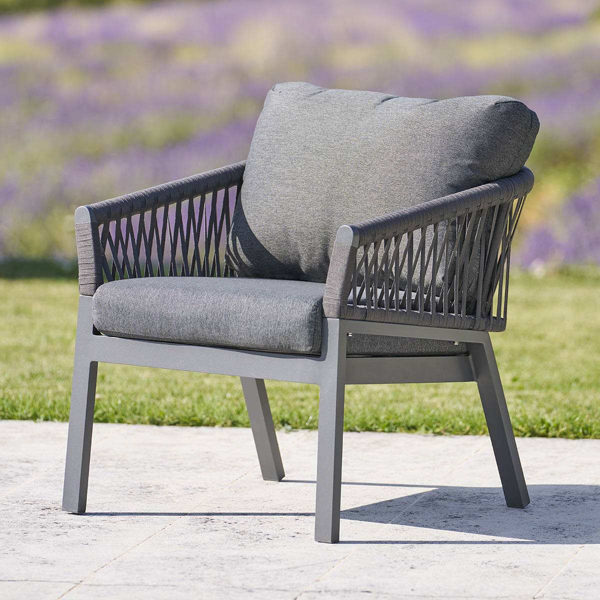 Hesperide - Fauteuil de salon de jardin "Oriengo" anthracite & graphite en aluminium traité époxy Hespéride - Image 3