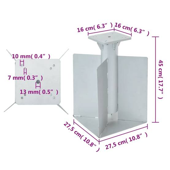 Vidaxl - Base de parasol enterré argenté 27,5x27,5x45 cm acier vidaXL 4003368 - Image 3