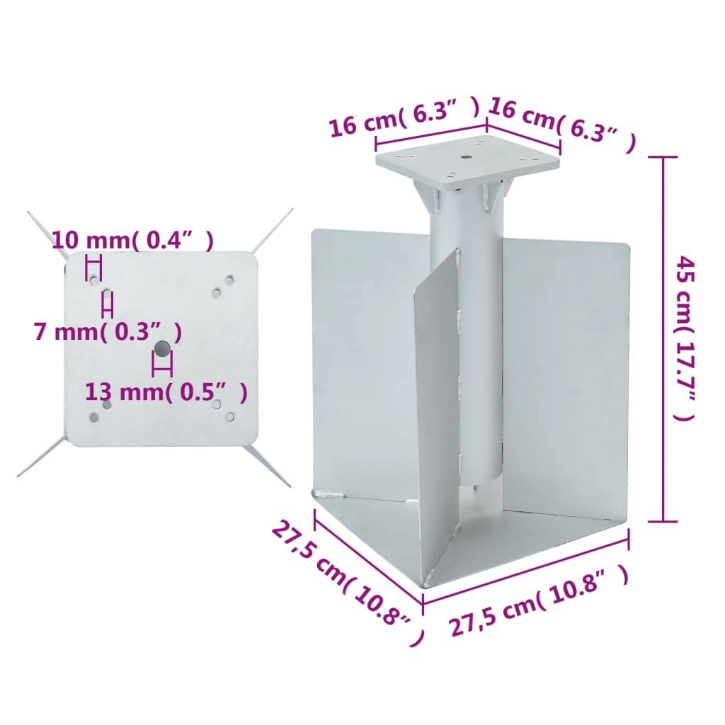 Vidaxl - Base de parasol enterré argenté 27,5x27,5x45 cm acier vidaXL 4003368 - Image 3