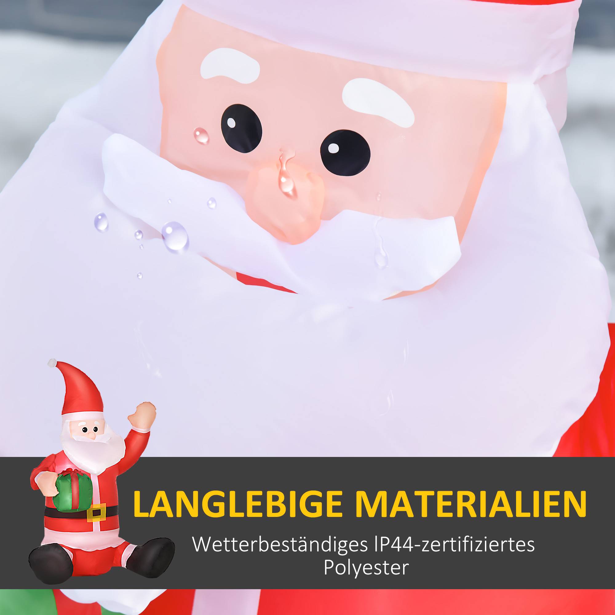Décoration de Noël Père Noël, 1,2 m, autogonflante, LED, avec souffleur, rouge et blanc - Image 7