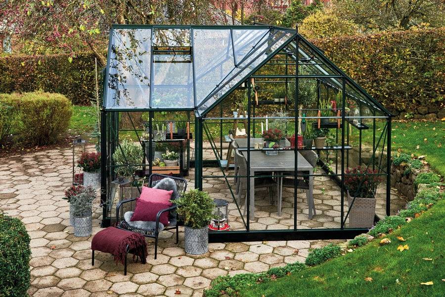 Halls - Serre en verre trempé 13 m² ICON Gardenhouse 8, vert - Halls - Image 3