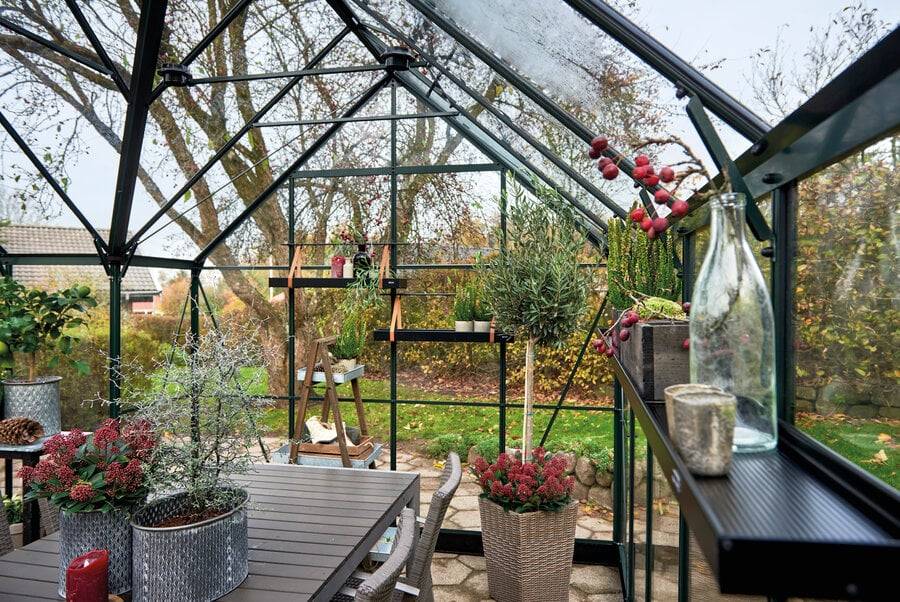 Halls - Serre en verre trempé 13 m² ICON Gardenhouse 8, vert - Halls - Image 4