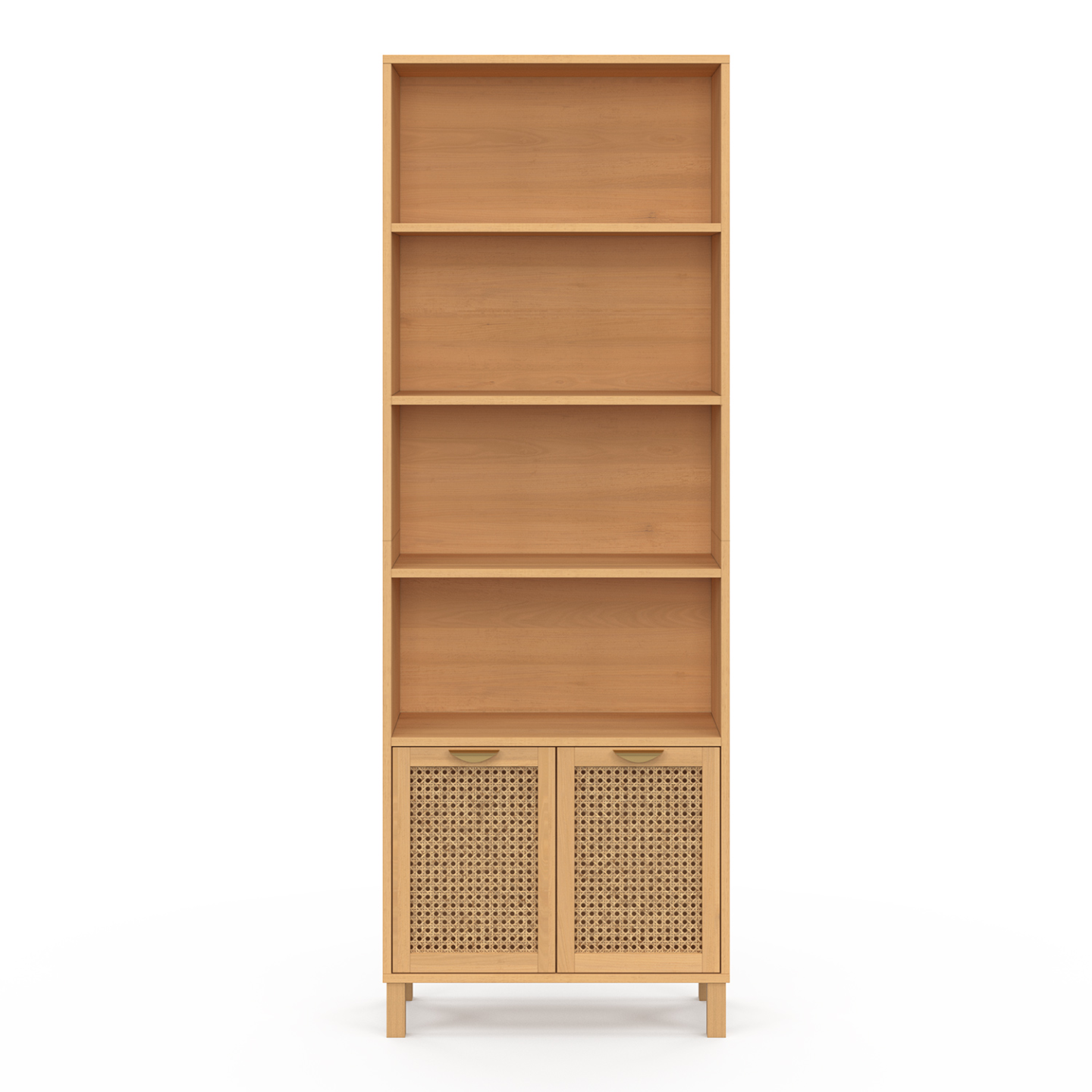 Etagère bibliothèque 4 niveaux avec placard EDHEN cannage et bois - Image 3