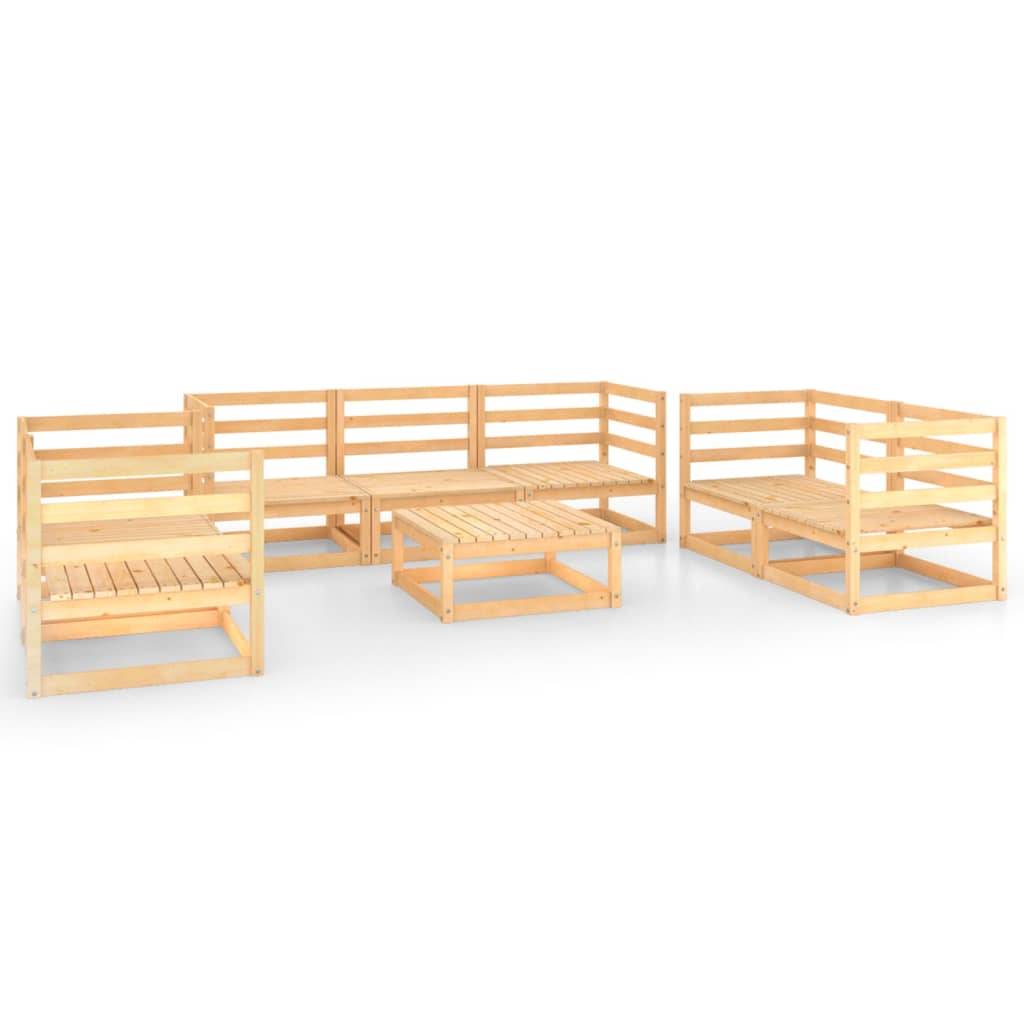Helloshop26 - Salon de jardin meuble d'extérieur ensemble de mobilier 8 pièces bois de pin massif - Image 1