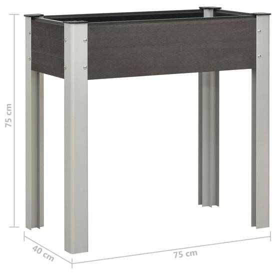 Jardinière lit surélevé plantes fleurs jardin 75 x 40 x 75 cm WPC gris - Image 6