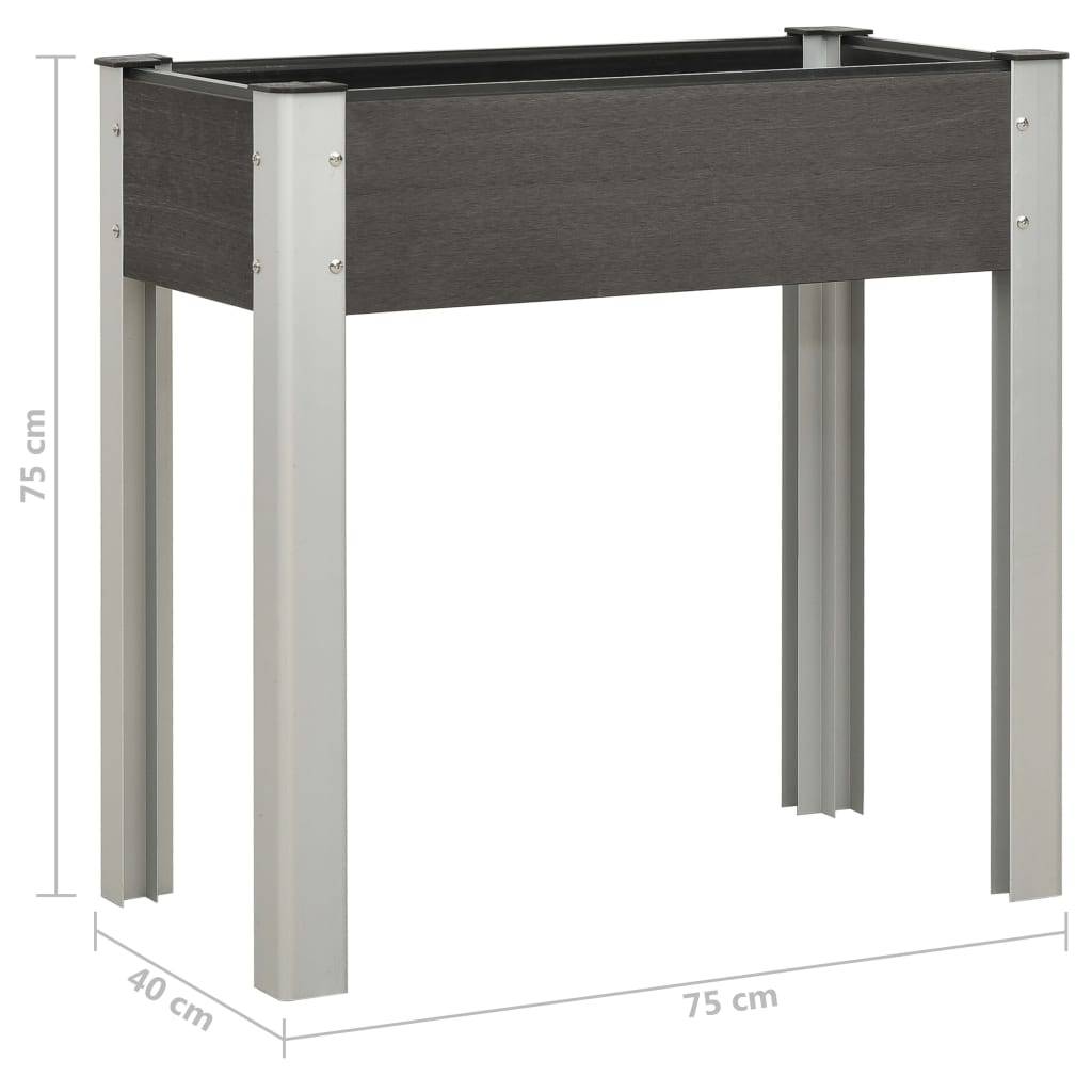 Jardinière lit surélevé plantes fleurs jardin 75 x 40 x 75 cm WPC gris - Image 6