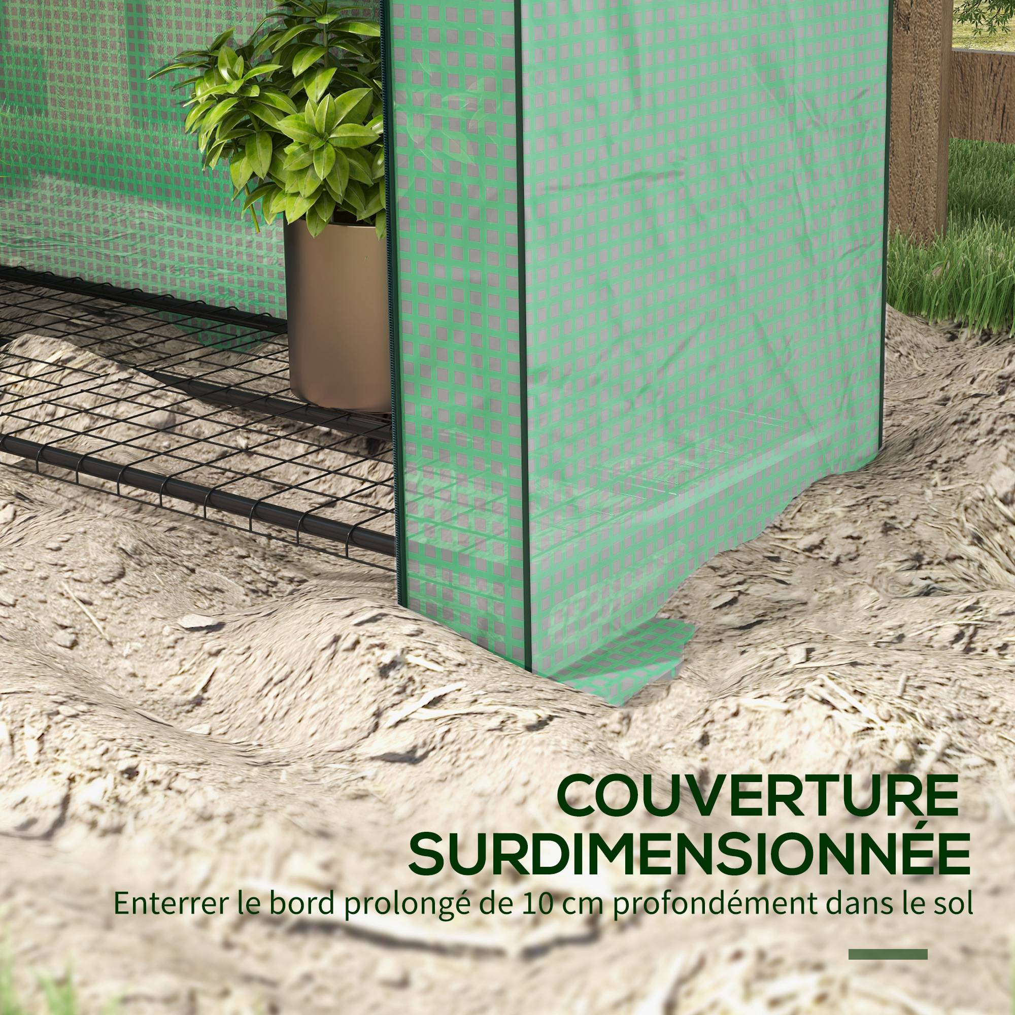 Mini Serre de Jardin 4 Étages Étagères Mobiles Bâche PE 120x50x170cm - ComfortXL Outdoor Living - Image 9
